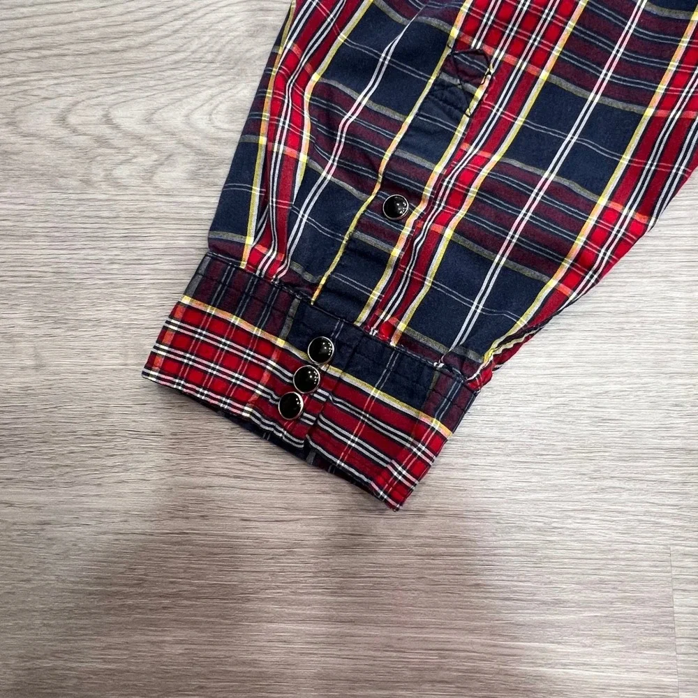 KEY‎ EST 1908 Mens Plaid Western Shirt 2XLT Long Sleeve Snap Up Red Blue